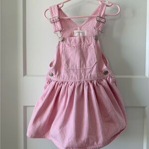 Sweet Honey Pink Striped Kids Overall Dress